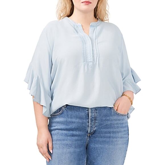 VINCE CAMUTO Plus Size Surplice Pintuck Blouse Size 1X - Picture 1 of 4
